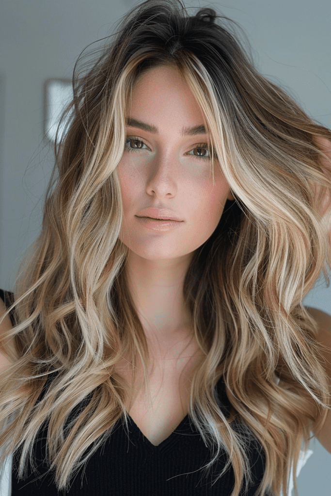 Blonde Highlights with Brown Roots