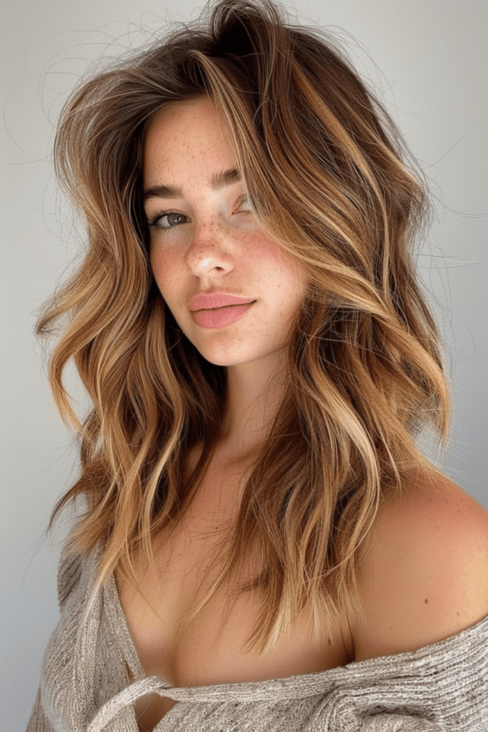 Brunette Balayage with Brown and Blonde Tones