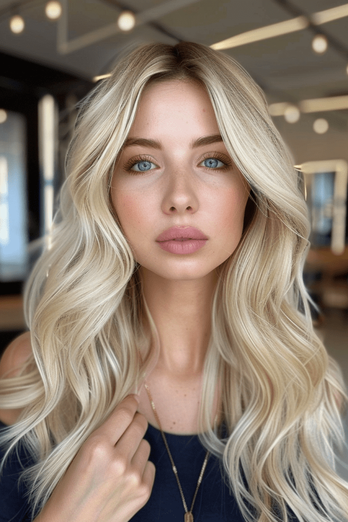 Creamy Blonde Hair with Beige Roots