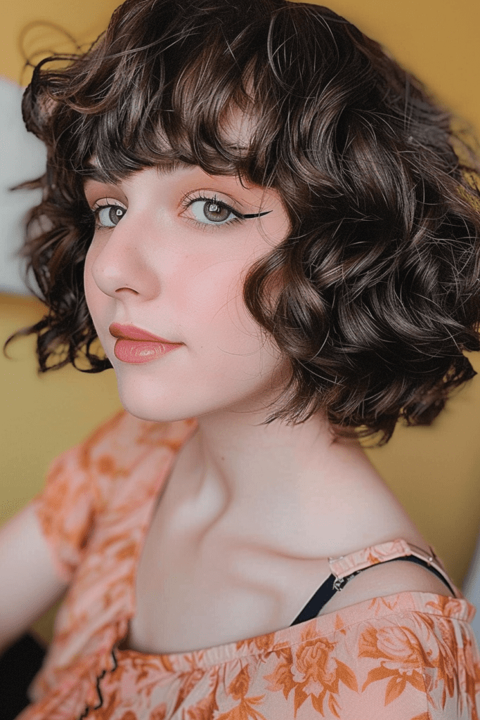 Curly Bob with French Bangs