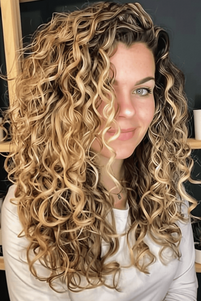 Curly Hair Ombre with Hand Painted Golden Blonde Coils