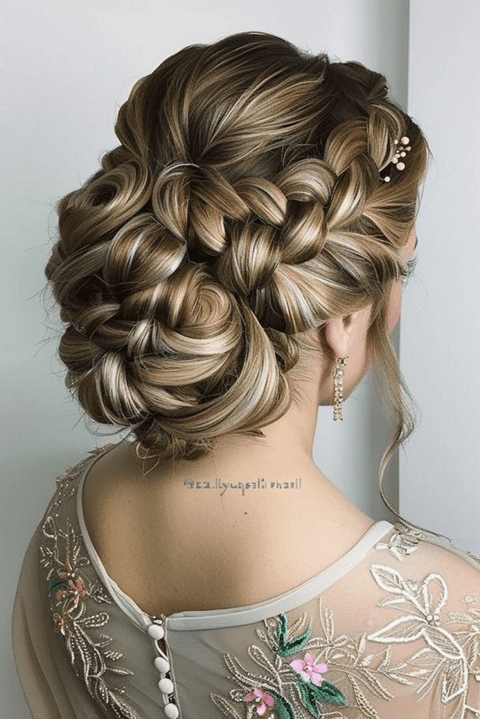 Curly Low Braided Updo