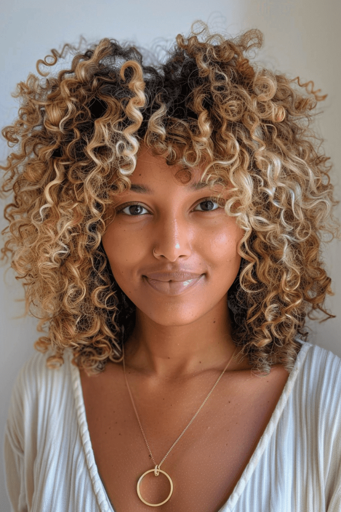 Curly Natural Hair with Blonde Touch