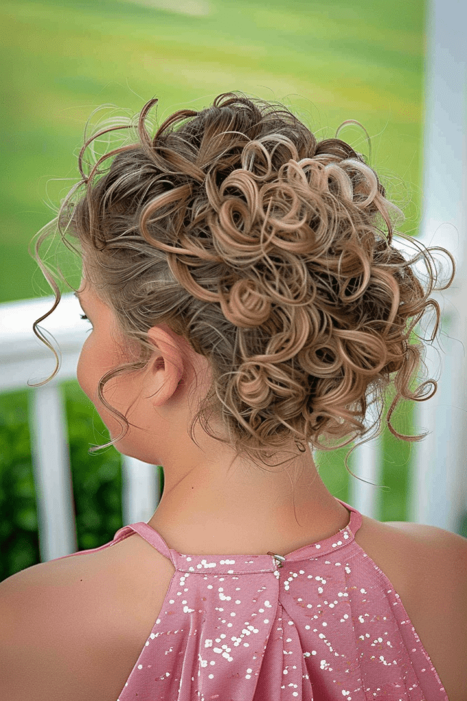 Cute Curly Updo with Tendrils for girls attending a formal event