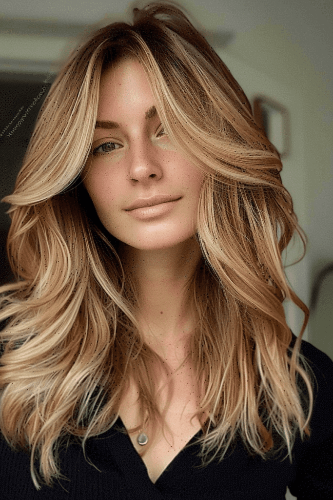Dimensional Blonde Balayage with Curled Ends