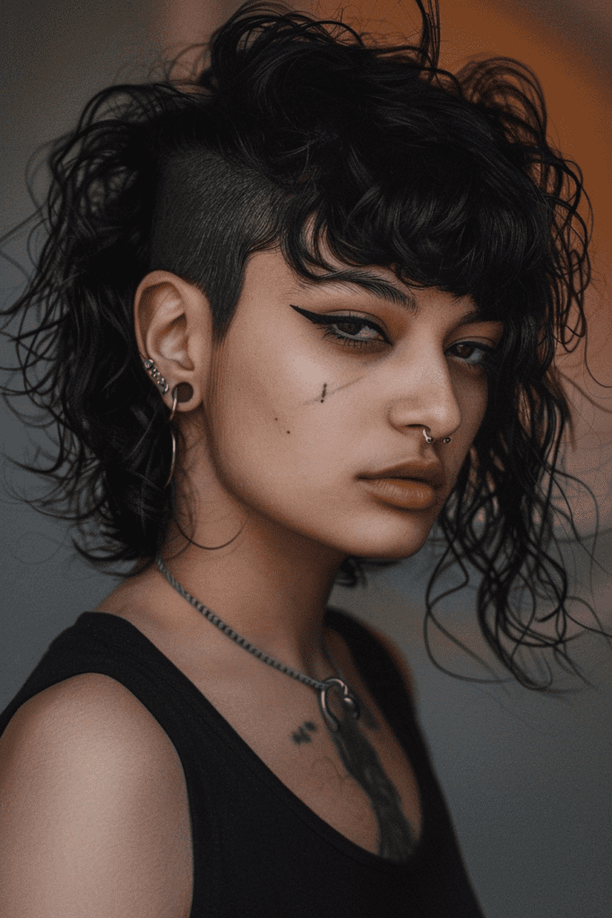 Edgy Wolf Cut Mullet on Angular Face Shape