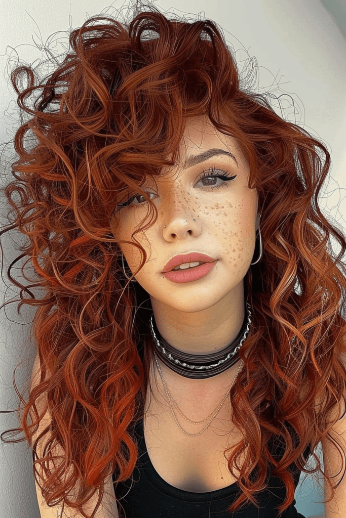 Heavily Layered Curly Red Hairstyle