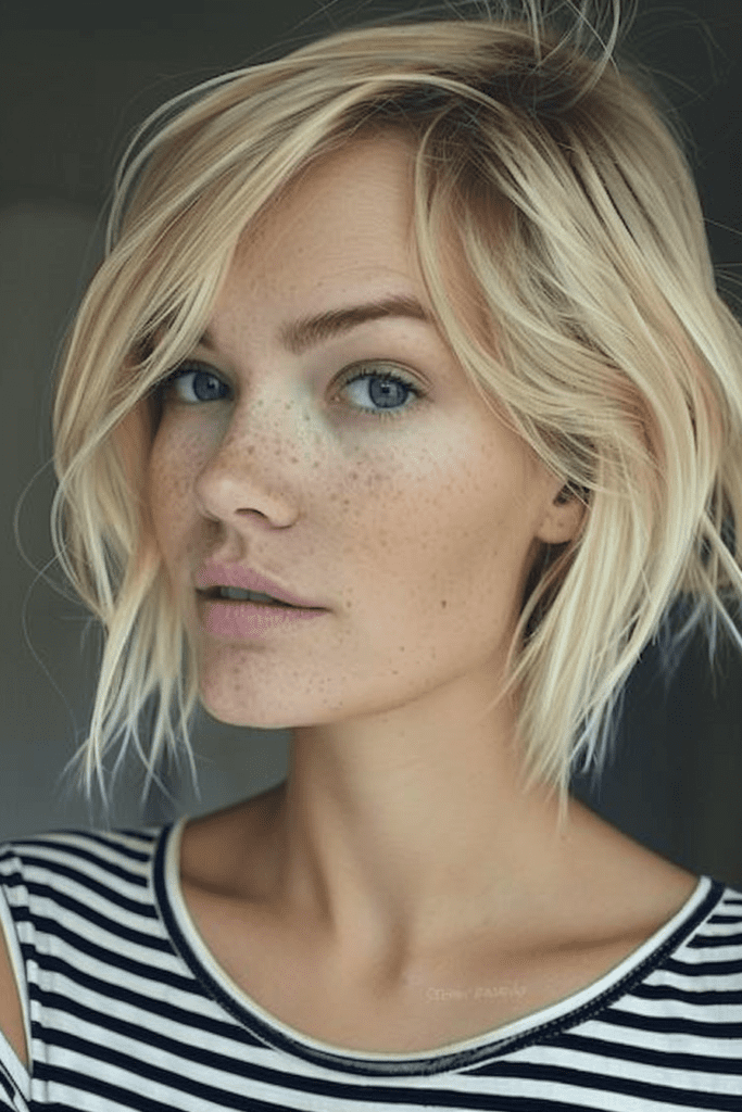 Layered Blonde Bob With Side Bangs