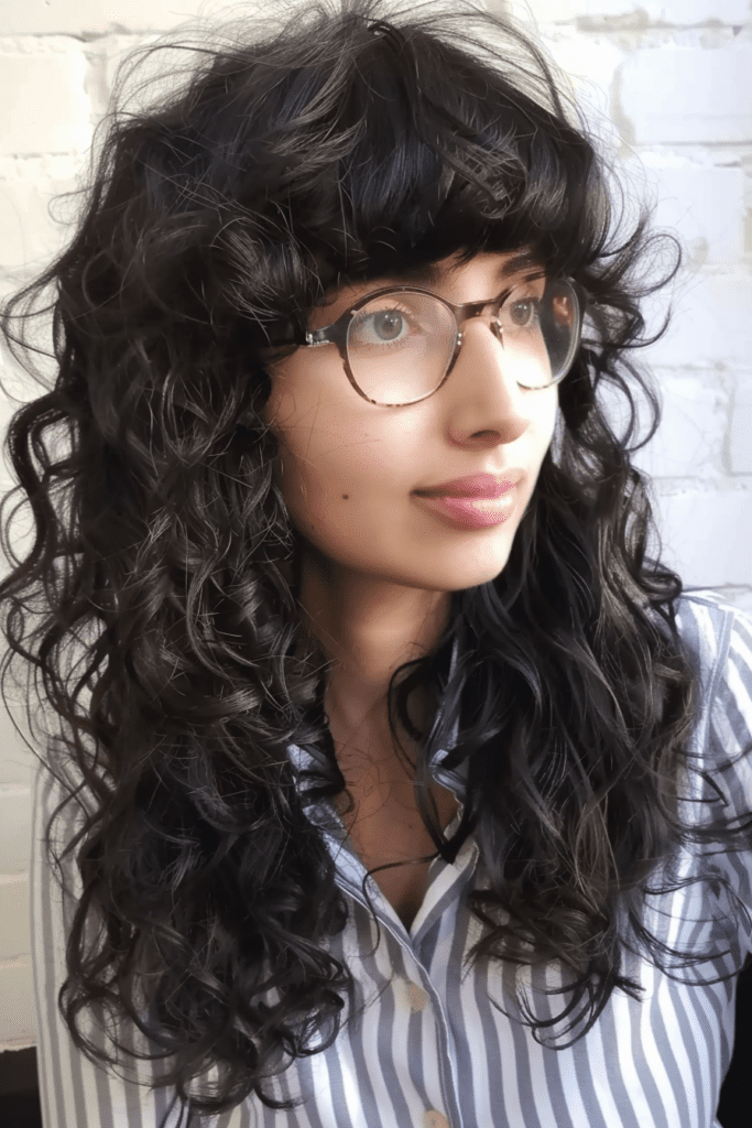 Long Curly Hairstyle with Bangs
