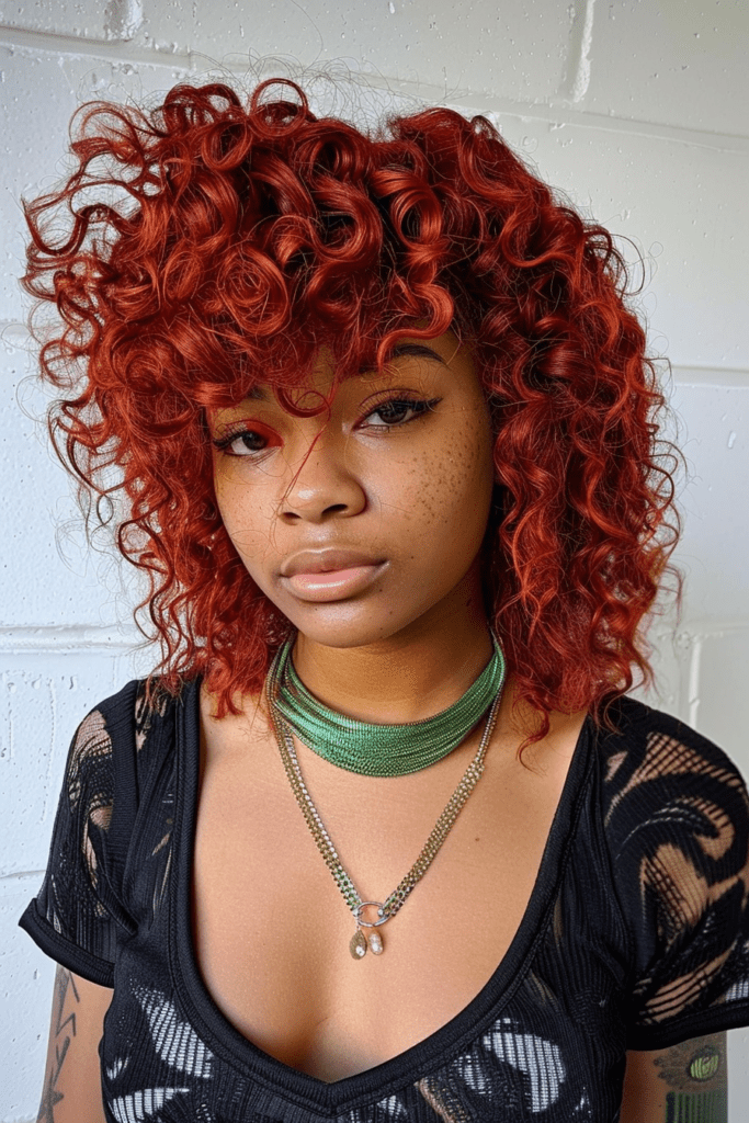 Lont Red Mullet Shag on Natural Hair