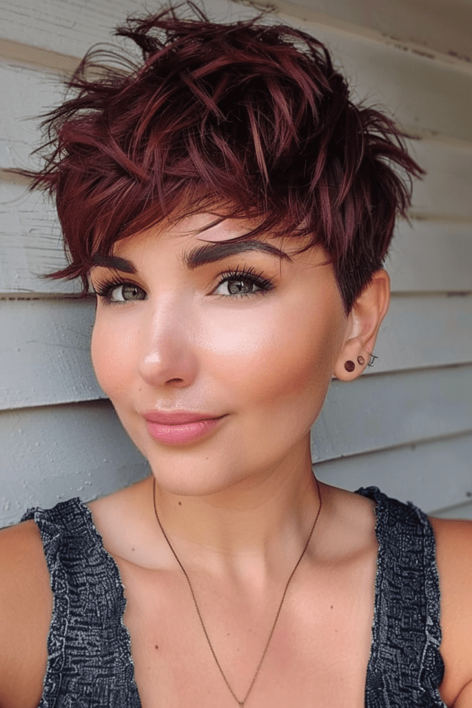 Pixie Cut with Burgundy Touch