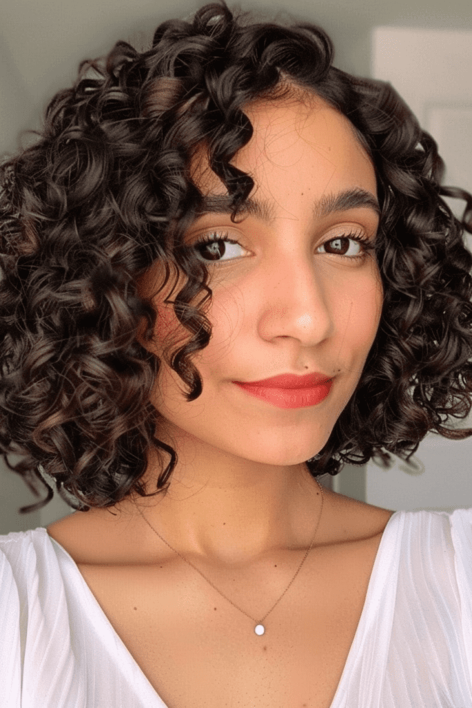 Romantic Shoulder Length Cut for Curly Hair