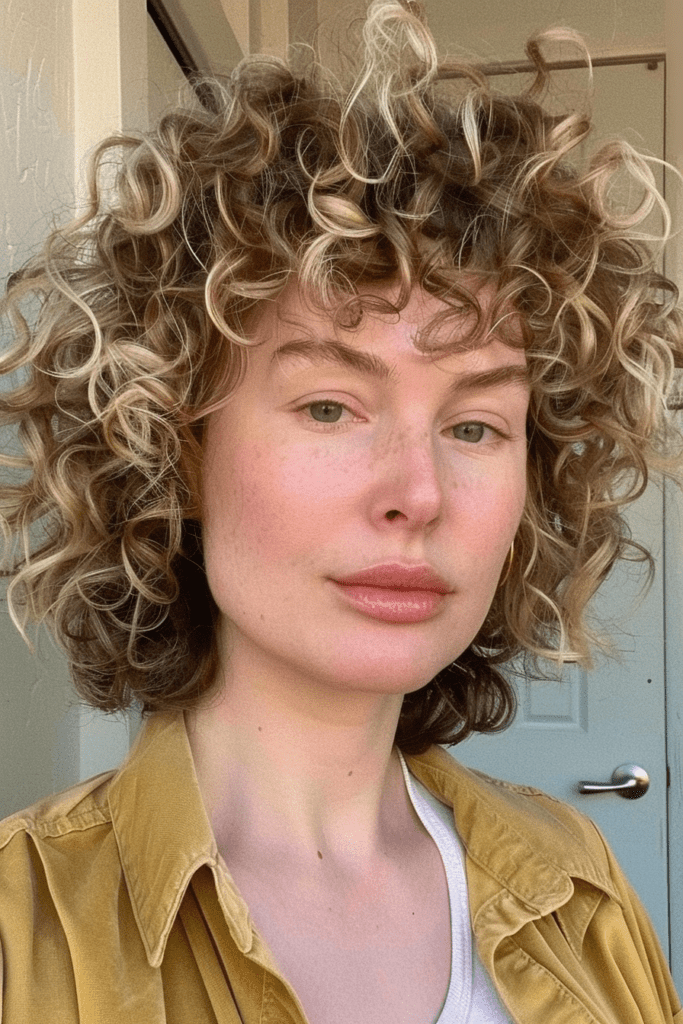 Shag with Short Layers on Top for Curly Hair