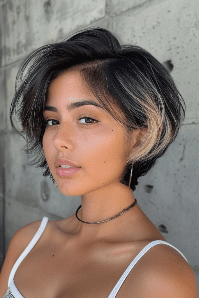 Short Black and Blonde Pixie Bob Hairstyle