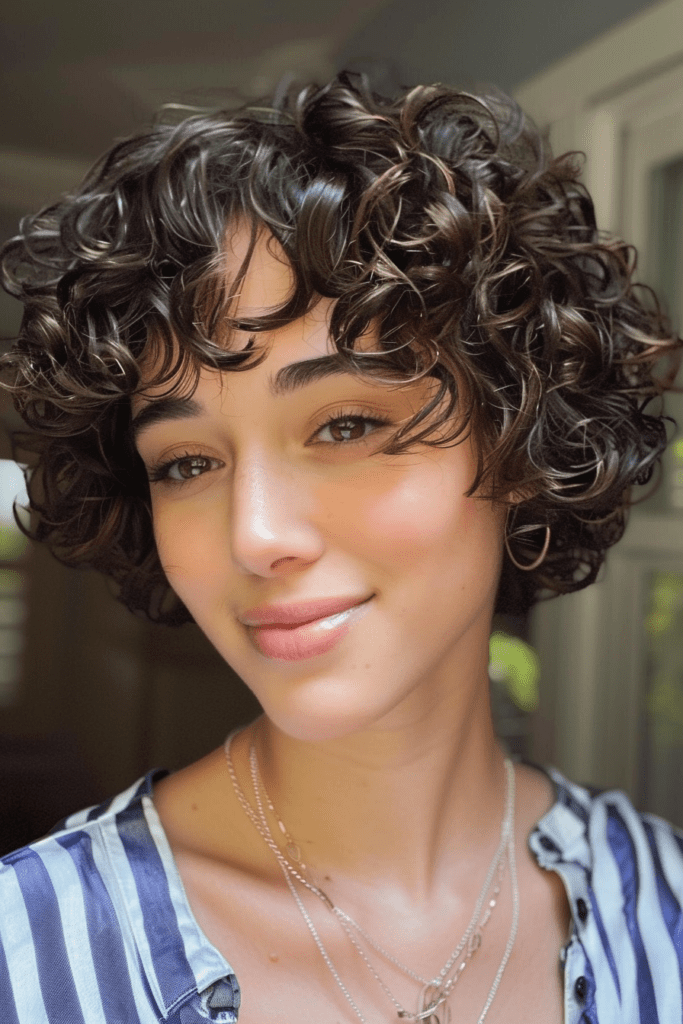 Short Curly Hair with Layered Ends