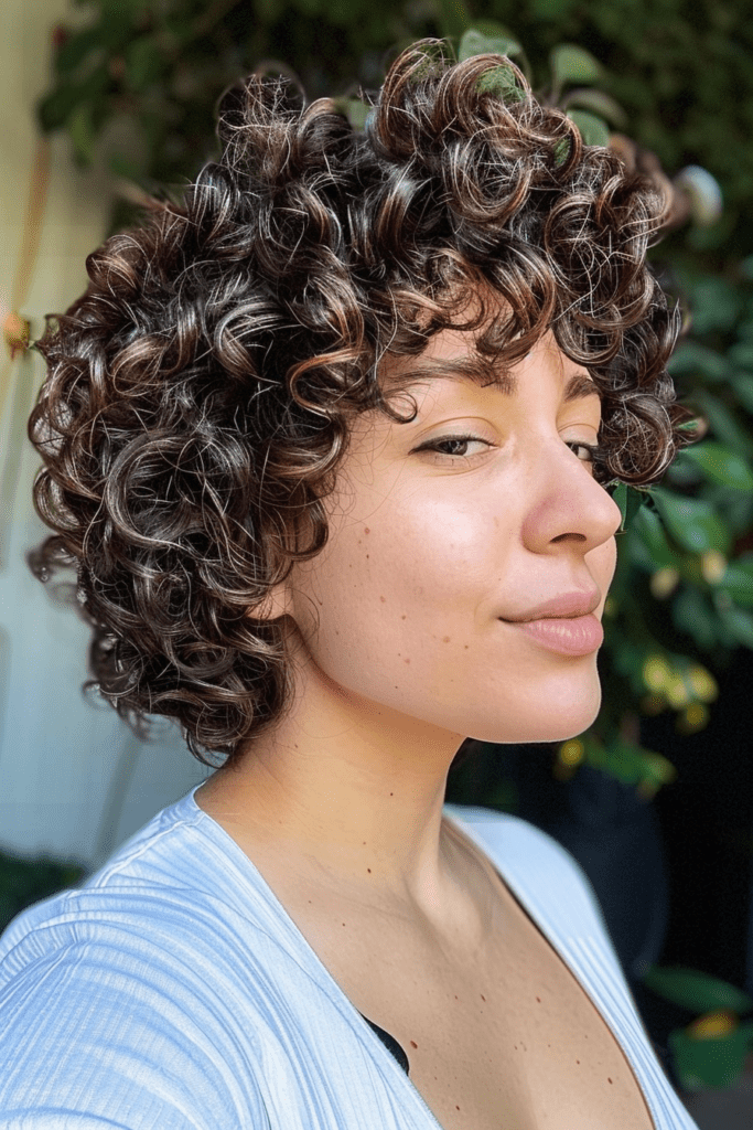Short Wolf Cut with Large Curls
