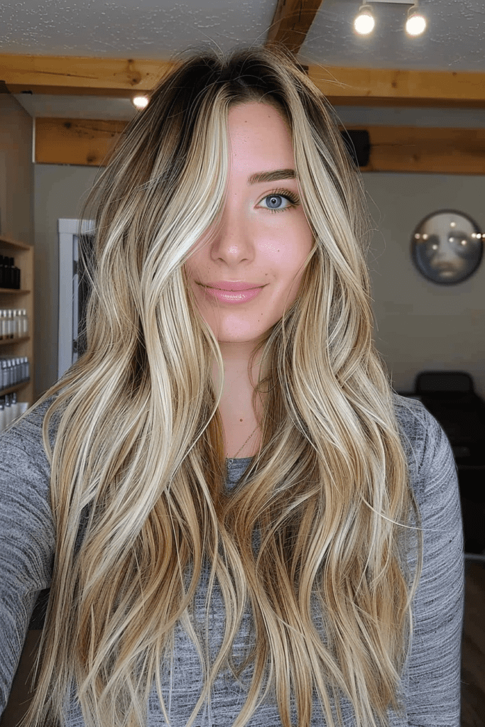 Toasted Blonde Balayage with Dark Roots