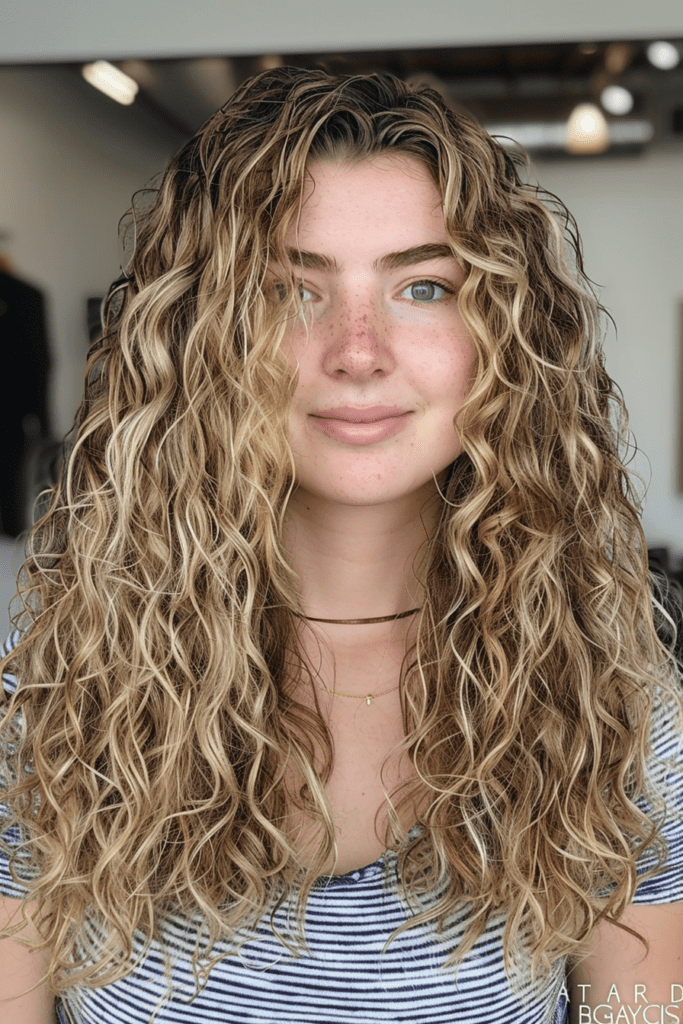 Versatile Sandy Blonde Balayage for Naturally Curly Hair