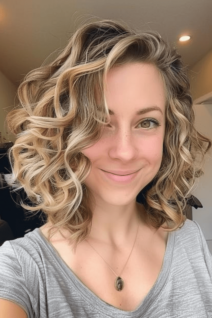Big Short Curled Bob with Highlights