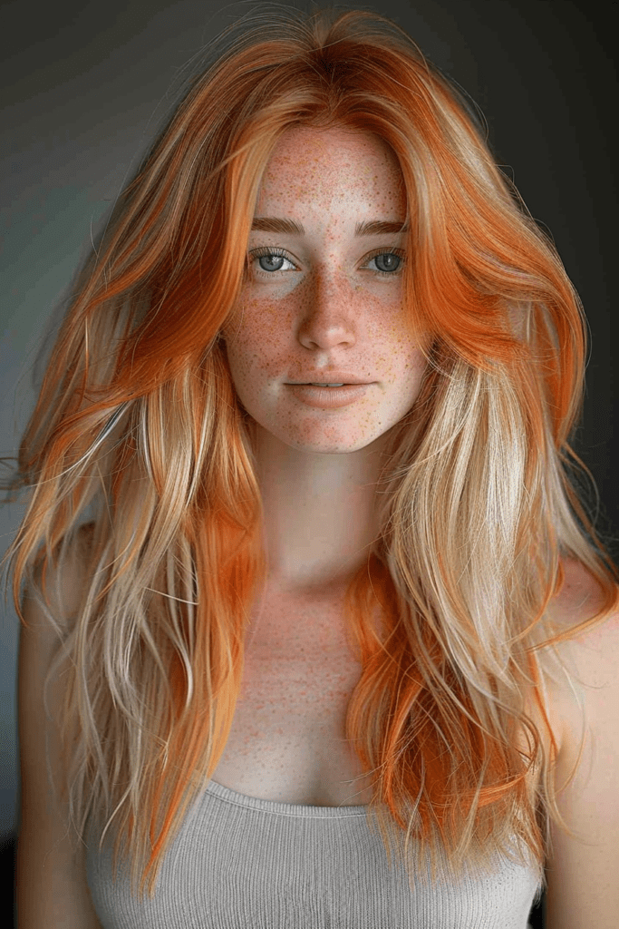 Blonde Hair with Orange Highlights