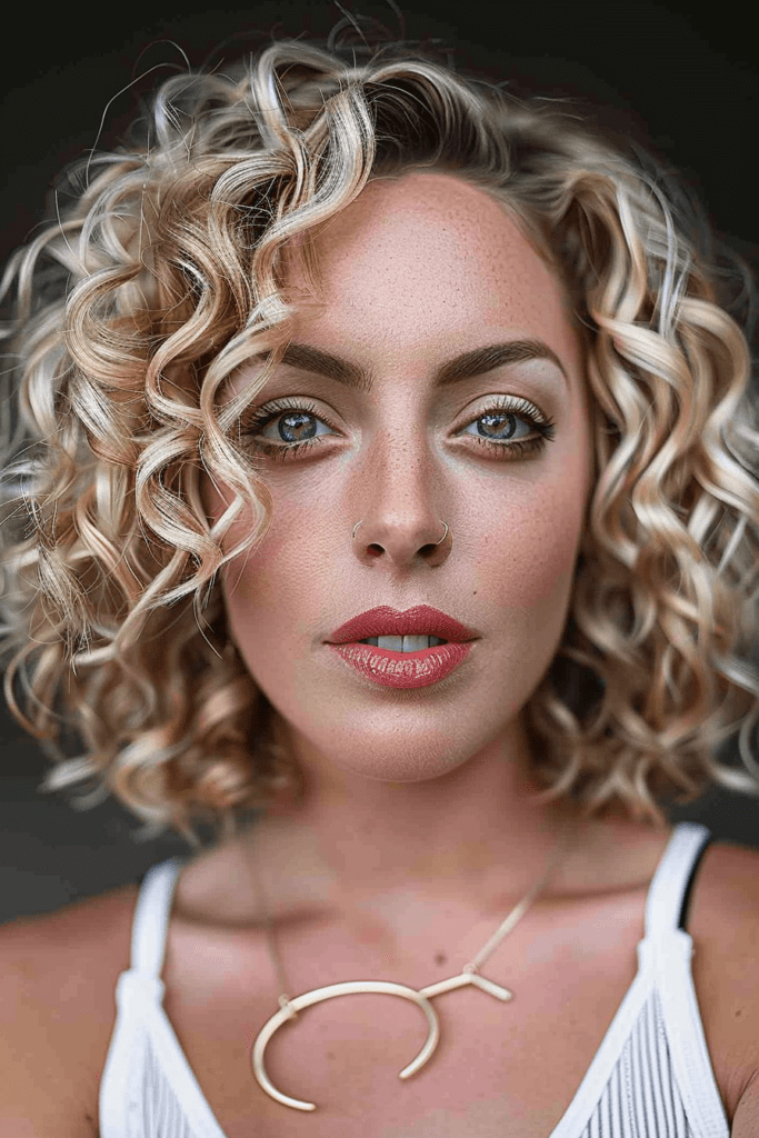 Curly Barbie Blonde Bob Hairstyle