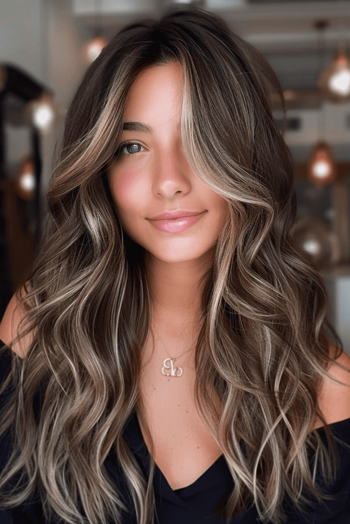 Dark Hair Color with Platinum Highlights
