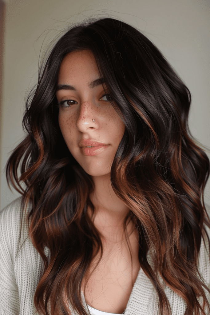 Dark Hair with Warm Brown Highlights