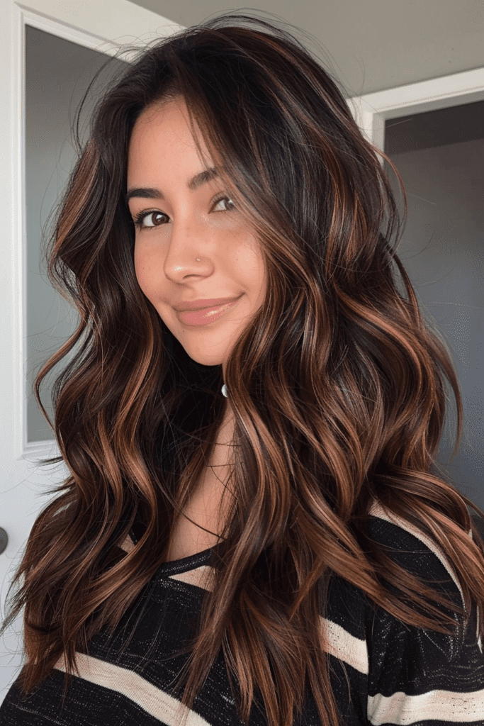 Espresso Brown Hair with Caramel Highlights