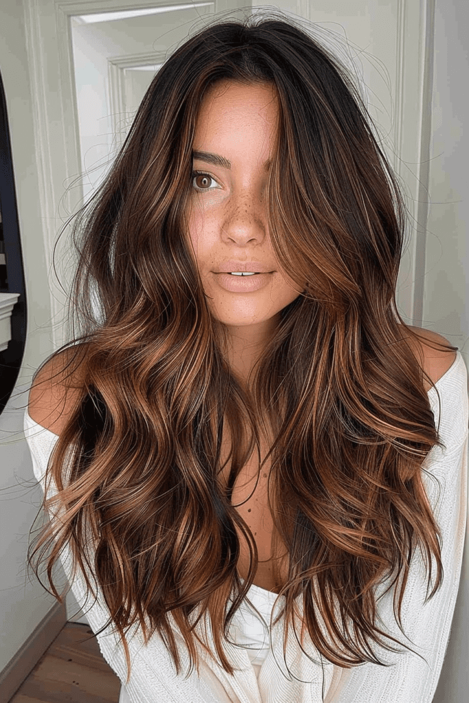 Honey Blonde Accents on Chocolate Brown Hair