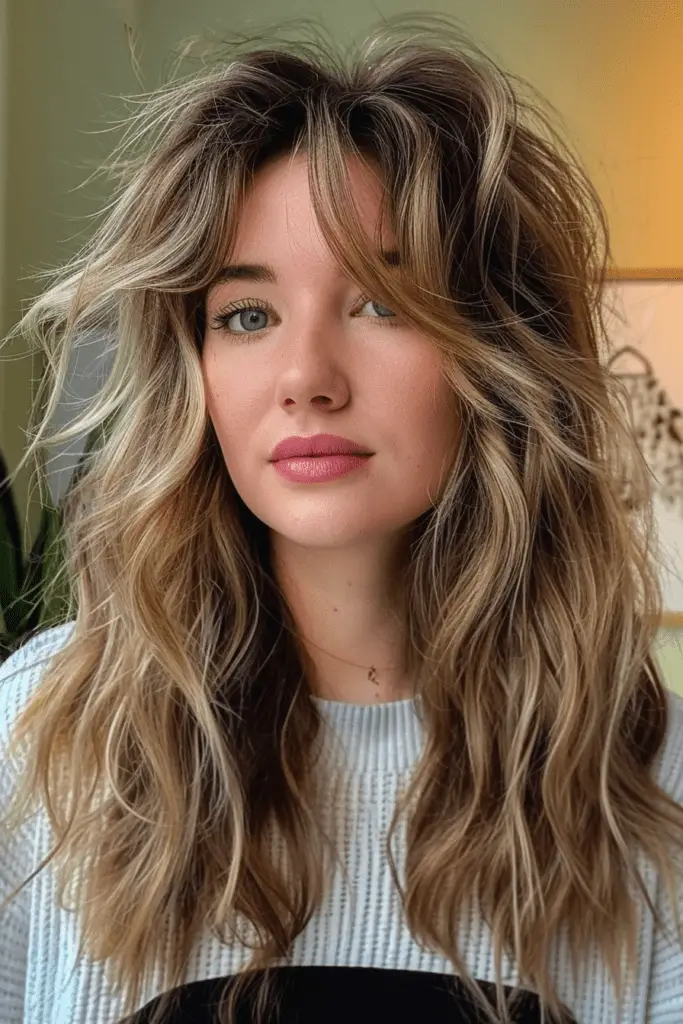 Long Shaggy Hair with Front Highlights