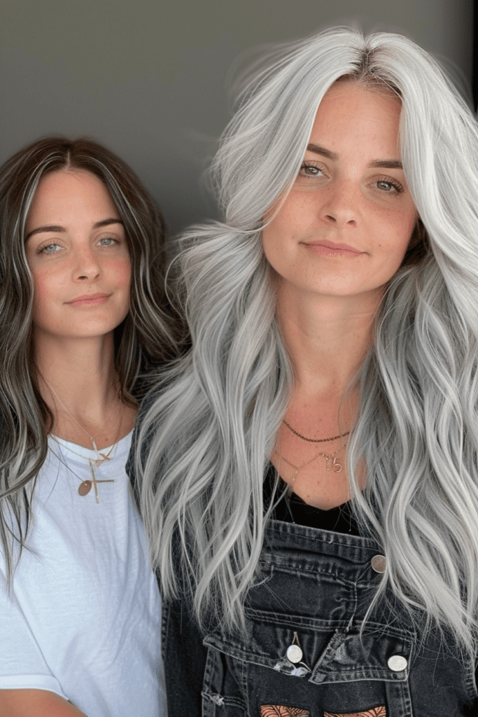 Metallic Gray and White Hair Makeover