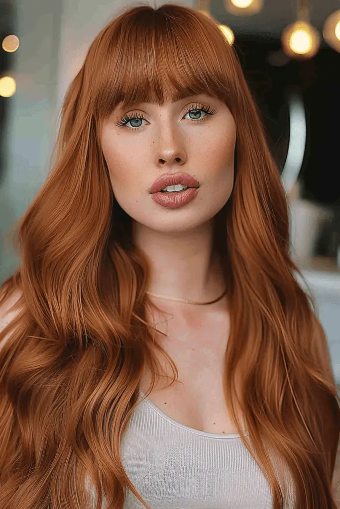 Naturally Ginger Long Hair with Fringe for ladies with thick hair