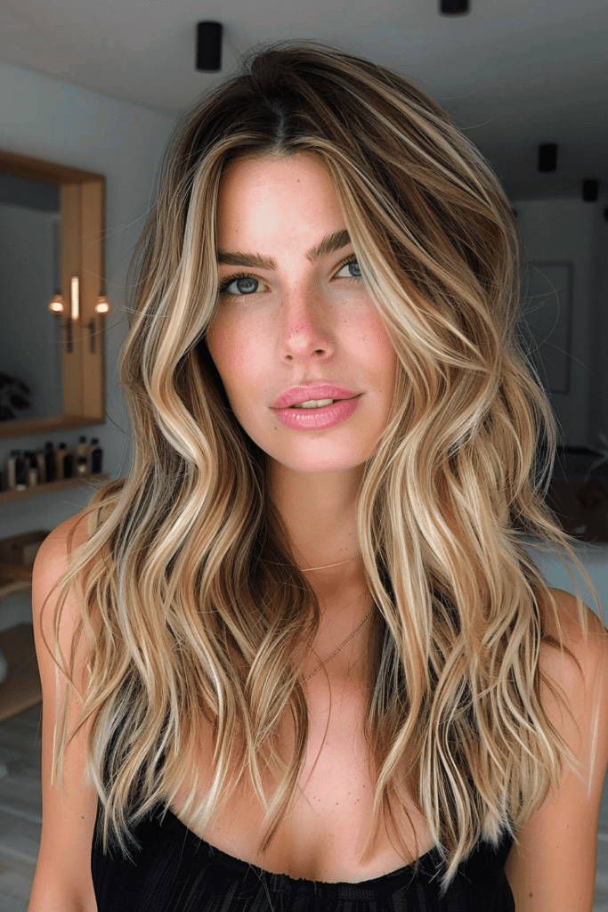Sandy Blonde Hair with Shadow Roots