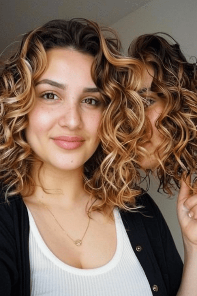 Volumized Wavy Curly Lob with Ombre