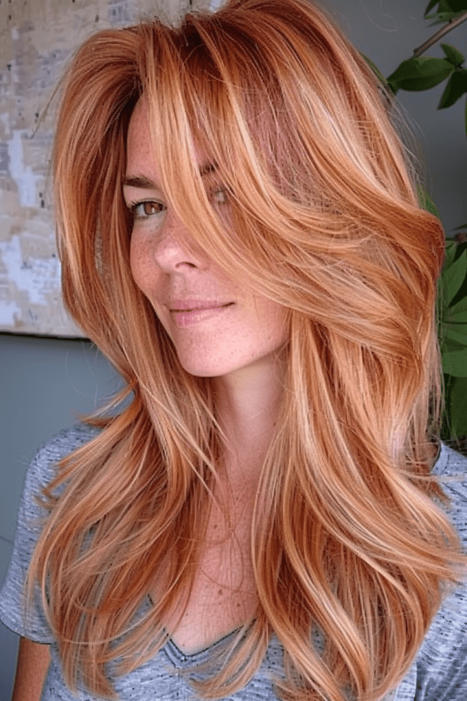 layered strawberry blonde hair with highlights